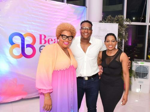 Suzette Brown (left), Coordinator of the International Beauty Expo shares a photo opwith Beauty by Doctors Medical Spa colleagues Dr. Charmaine Thomas (right) and Dr. GermaineSpencer, at the media launch of the Jamaica International Beauty Expo (JIBE) last Tuesday at Icon Feareview Mall, Montego Bay.