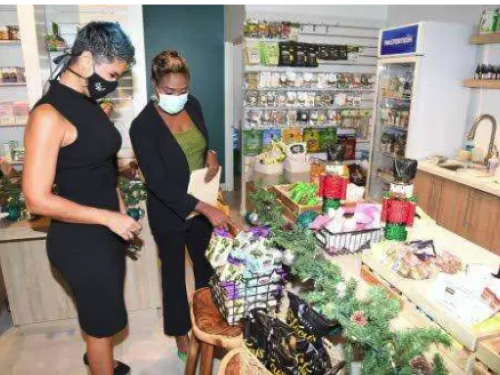 Minister of state in Ministry of Health and Wellness Juliet Cutbert-Flynn points out a few of the organicproducts to Natallie Murray, CEO, The Life Store wellness Boutique at the opening of the store at 144Constant Spring Road in St Andrew last year October. Tourism Minister Edmund Bartlett says Jamaicacould well be classified as the Caribbean's Garden of Eden with its wide selection of herbs and spices,fruits and vegetables, rivers and springs and enchanted sites of verdant countrysides and meanderinglands