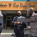 Tourism Minister, Hon. Edmund Bartlett (centre) congratulates Adam and Eve Day Spa General Manager Garth Walker (right) and Managing Director Kimisha Walker on their newly opened Old Hope Road location. 